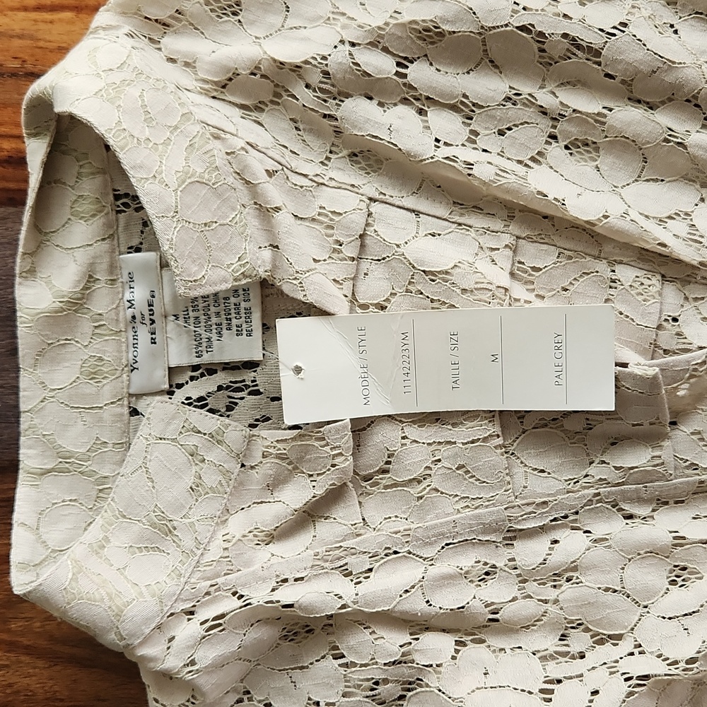 Yvonne Marie, Lace Blazer Jacket, Pale Grey, Medium, Ruffle, Beautiful - Picture 6 of 10